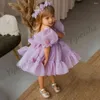 Girl Dresses Cute Baby Organza Flower Dress Princess Party Gown Short Sleeves O Neck Puffy Birthday Communion For Christmas