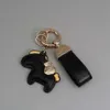 Porte-clés de styliste en cuir PU, petit poney, Animal de dessin animé, accessoires, motif de lettres, porte-clés de voiture, bijoux cadeaux