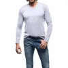 Men's T Shirts Fashion Autumn Casual Long Sleeve Round Neck Solid Color Shirt Tee Men For Pack Cotton