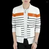 Pulls pour hommes Automne Hiver Pull Hommes Cardigan Slim Fit Casual Coréen Col V Stripe Manteaux En Tricot Veste Pour Hommes