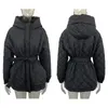 Women's Down Women Jacket Casual Hooded Parkas Fashion Winter Coats Elegant Tie Belt AryGle Cotton Jackets kläder