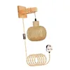 Wandlamp Bamboe Schanshouder E26 Basis Handgeweven Badkamerijdelheid Licht Voor Thuis Trappen Woonkamer Balkon
