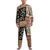 Vêtements de nuit pour hommes Pyjamas imprimés tribaux Rétro Africain Hommes Pyjama à manches longues Ensembles 2 pièces Nuit Automne Cadeau d'anniversaire personnalisé