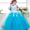 Vestidos de niña vestido hinchado con tren de barrido lindo bebé tutu tul flor alto bajo princesa fiesta de cumpleaños