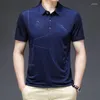 Men's Polos 2023 Summer Business Leisure Short Sleeve T-shirt Middle-aged Top Pattern Print POLO Neck Fashion Commuting Versatile