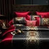 Set di biancheria da letto di lusso ricamo in oro 4/7 pezzi set broccato di raso e patchwork di cotone egiziano setoso copripiumino lenzuolo federe