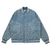 Hip Hop Flower Patchwork denim Casual Loose Jacket Men and Women's Cotton Coats