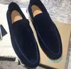 Loro Pianos Pianos 23SS Designer de Luxo Sapatos de Camurça Encantos de Verão Embelezados Camurça Mocassins Casal Genuíno Mens Mulheres Couro Casual Slip On Flats para Homens Wome