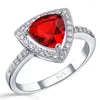 Cluster Ringen Vet Driehoek Zirconia 925 Sterling Zilveren Sieraden CZ Steen Vinger US Size6-9 Snelle Mooie Accessoires