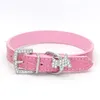 Dog Collars Small Durable Collar PU Leather Padded Pet With Puppy Pendant & Rhinestone Buckle For Medium Large Dogs Cats