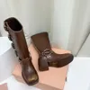 M estilo designer botas femininas clássico retro salto grosso longo botas de motociclista outono e inverno venda quente