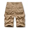 Męskie szorty Summer Lose Lose Short Men Outdoor Safari Style Straight Cargo Mid-Pistist Multi-Pockets Cotton Streetwear