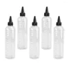 Nail Gel 5 Pcs Ketchup Squeeze Bottle Graduated Spout Cap Refillable Transparent Press Bottling Pp Reusable Liquid Travel