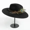 Bérets Fedora Chapeau pour femmes hommes laine doux feutre Jazz plume décoration Vintage Trilby chapeaux Chapeau Femme