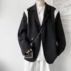 Ternos masculinos jaqueta masculina primavera outono coreano botão manga longa topos solto cor combinando casual blaser masculino streetwear