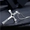 Men 316L Stainless Steel Europe/America Hip Hop Fashion Personalized Crystal Fashion Cross Pendant Necklaces for Men