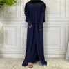 Etniska kläder Dubai Open Abaya Muslimska kvinnor Hijab Dress Party Gown Islamic Arabic Robe Kimono Cardigan Vestidos Ramadan Eid Abayas