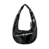 Evening Bags Women's Candy Color Patent Leather Hobo Underarm Bag Design Soft Zipper Shoulder Casual All-match Small Armpit SacA Main