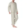 Conjunto de pijama de manga larga con estampado europeo de chándales para hombre con pantalones de franela de algodón y manga larga