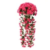 Flores decorativas artificiais glicínias flor videira espessa roxo-cor vermelho reutilizável interior ao ar livre festa de casamento sala de estar pendurado na parede