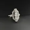 Kvinnors lyxdesigner Hollow Out Palace Style Full 3A Moissanite Diamond Princess Rings Jewelry PT950 Platerade flickvän Gåvor Engagemang Wedding Ring 1902