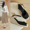 Sandales LIHUAMAO Elegance Toile Chaussures Compensées Femmes Espadrilles Talon Pompes Corde Semelle Confort Csaual Party