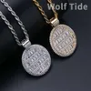 Micro Inlaid Baguette Cubic Zirconia Oval Pendant Hiphop Men's and Women's Hip Hop Necklace Rock Ins Halsband smycken Tillbehör Bling Gemstone Party Gifts Bijoux