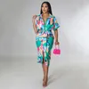 Lässige Kleider POFGD 2023 Elegante Promi-Abendparty gestapelte geraffte Seidenblumenkleid Altersreduzierung Tunika Hohe Taille Vestidos