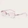 Solglasögon SHOWYES Ultra Light Rimless Anti Blue Recept Gereglasses Myopia Glasögon Diamond Cutting Eloy Frame For Women