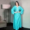 Vêtements ethniques Wepbel Turquie Manches longues Caftan Abaya Arabe Dubaï Robe musulmane Robe de plumes du Moyen-Orient Robe de fête