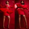 2023 Kırmızı Kılıf Kanatları Sevgiliye Kokteyl Elbiseleri Uzun Kollu Kısa Mini Proms Party Club Lady Kıyafet