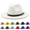 Baretten Fedora Hoeden Dames Heren Trilby Caps Wol Fedora Warm Zwart Lederen Riem Top Jazz Hoed Dame Cap