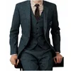 Męskie garnitury Blazer Blazer dla mężczyzn projekty brązowe tweed garnitur mężczyzn Vintage zimowe formalne garnitury ślubne dla mężczyzn klasyczny garnitur 3 sztuki Suit 231027