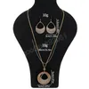 Collana/orecchini con ciondolo in lega di legno vintage Set Set di gioielli per feste bohémien per donne Catena di maglioni Bijoux Femme