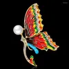 Brooches Zlxgirl Jewelry Colorful Enamel Imitation Pearl Butterfly For Women Wedding Bridal Pin Brooch Insect Hats Joias