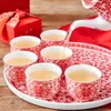 Teaware Sets Chinese Paper Cut Wedding Ceramics Supplies BRIDE Gift Teapot Tea Cup Happy Set