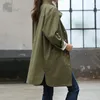 Casacos de Trench das Mulheres Casual Cor Sólida Outono Mulheres Casaco Estilo Coreano Moda Único Breasted Side Slit Long Senhoras Elegante Windbreaker