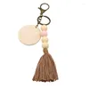 Anahtarlık Sürücü Hediyeleri - Ahşap Boncuk Tassel Keychain Boho Anahtar Yüzük Bezi Çanta Etiketi Öğretmen Take Takı Sevgililer Hediyesi Onun için