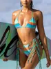 Mulheres Swimwear Sexy Imprimir Micro Bikini 2023 Mulheres Swimsuit Feminino Tanga Biquinis Set Brasileiro Halter Beach Wear Lace Up Banheira Terno
