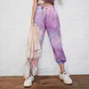 Pantalons pour femmes 2023 Printemps Automne Mode Cordon Taille Haute Pantalon Streetwear Tie Dye Peintures Femmes Basic Nine Points Pantalons de survêtement