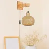 벽 램프 대나무 스콘 스 보헤미안 장식 소박한 플러그 펜던트 가벼운 농가 계단에 매달려 부엌 발코니 홈 독서