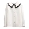 Blusas femininas branco doce manga comprida solta primavera outono camisas moda 2023 roupas vintage para mulheres roupas femininas