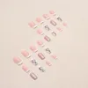 False Nails 24Pcs Heart White Fake Wearable Glitter Ballerina French Nail With Glue Square Short Tips Full Cover Press On