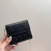 Designer Classic Fashion Card Holder High-End Sheepskin Pleated Leather Letter Liten Purse Kreditkortshållare Purse Woman's broderade handväska med låda