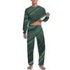 Masculino sleepwear impressão de mármore pijama inverno verde líquido casual nightwear mens 2 peça personalizado mangas compridas adorável conjunto