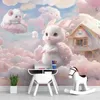 Wallpapers personalizado fantasia rosa céu po papel de parede para quarto infantil mural fundo papel de parede decorações de casa 3d adesivos