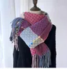 Scarves 2023 Plaids Scarf For Women Winter Thick Warm Cashmere Feeling Retro Korea Style Long Shawl Plaid Women's Tassel Shawls