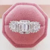 Femmes de luxe anneaux carrés gros moissanite diamant brillant complet forage anneaux bijoux PT950 plaqué petite amie cadeaux bague de fiançailles de mariage 1919