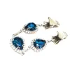 Brooches Unique Peacock Blue Crystal Shawl Cloak Clips Women Rhinestone Cardigan Chain Clasp Sweater Guard Jewelry Brooch Hook