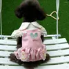 Dog Apparel Pets Clothes Doll Collar Embroidered Cloth Patch Jumpsuit Soft Flying Sleeves Dress Up Four Leggings Pet Costume For Teddy